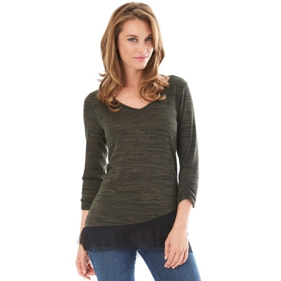 Women's asymmetrical top Olive green Size M - Picture 1 of 4